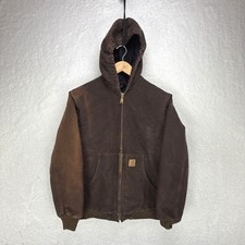 Carhartt Sandstone Jacket Quilt Lined Youth XL 14/16 YYJ130 DKB Dark Brown