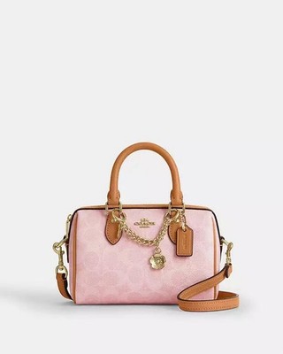 小物 COACH Signature Mini Notebook Charm Pink NWT Coach Mini Rowan Crossbody Bag In Signature Canvas Charm Pink