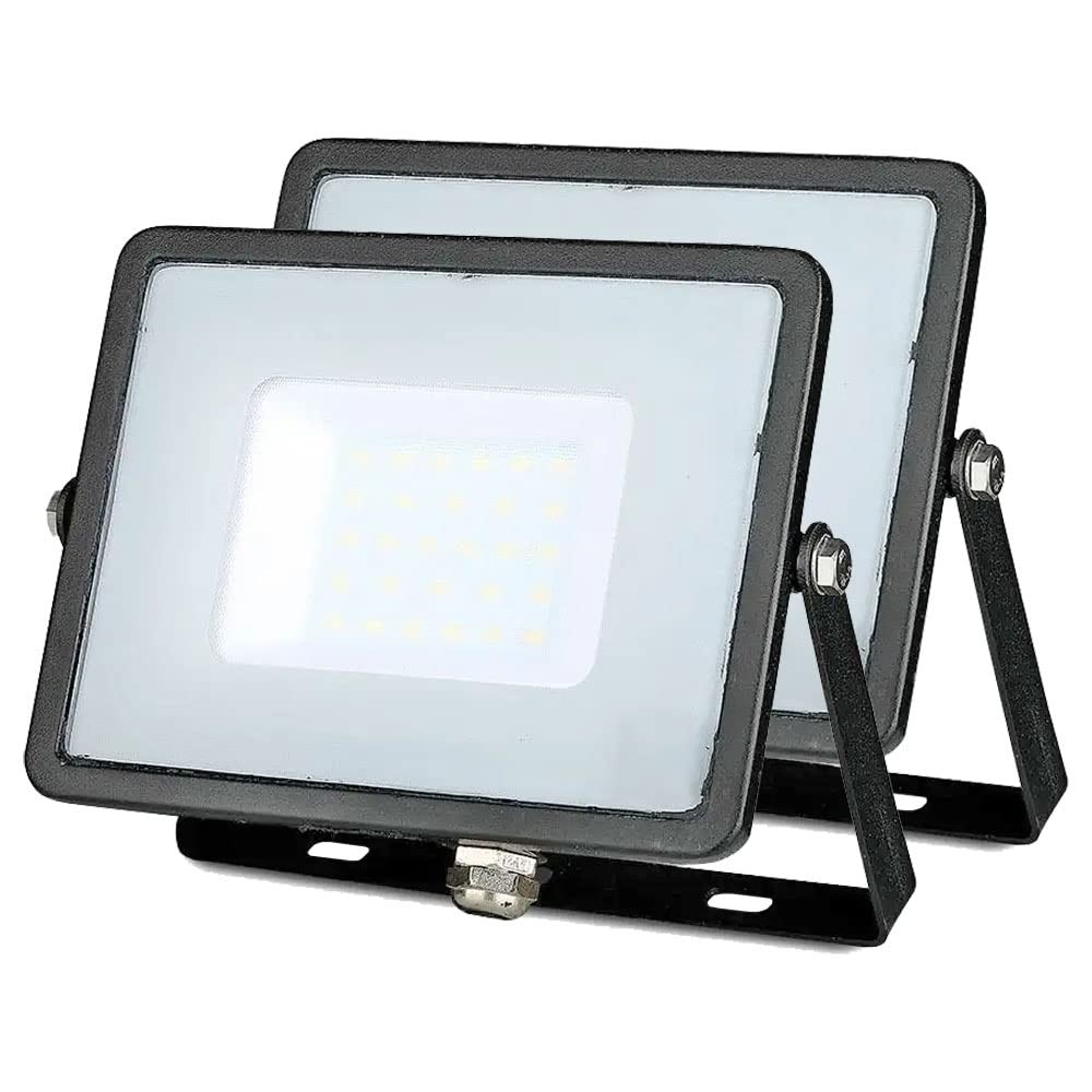 Projecteur LED extérieur 30W en lot de deux spots noirs étanches pour cour