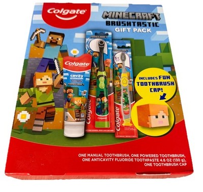 Colgate Minecraft Brush3pc Gift Pack W/Electric Toothbrush Exp 6/27 Dental Care