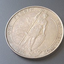 1902 Great Britain Florin Two Shillings Edward VII Silver Britannia KM#801