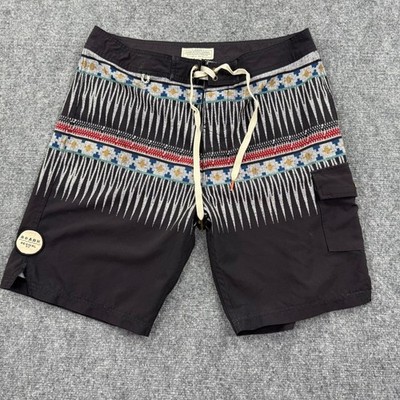 Roark Board Shorts 32 Black Southwestern Tribal Print Swim Trunks Mens
