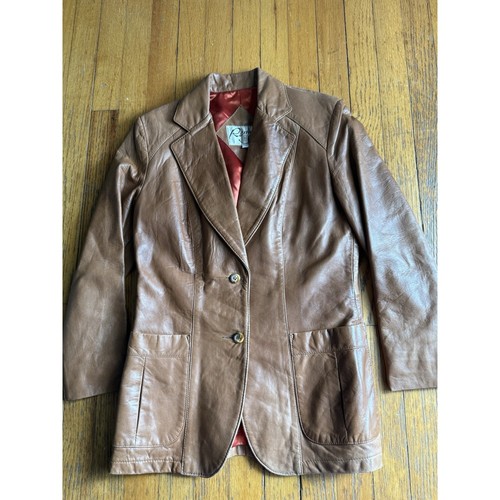 Blazer/chaqueta vintage de cuero Remy para mujer talla 10 cuero moda marrón retro