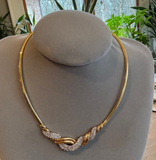 14k yellow gold diamond choker necklace 30 to 31 grams, marked 585 for 14k,
