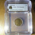 1913-S Lincoln Wheat Small Cent 1C ICG F15 Details Cleaned BN San Francisco — photo 1