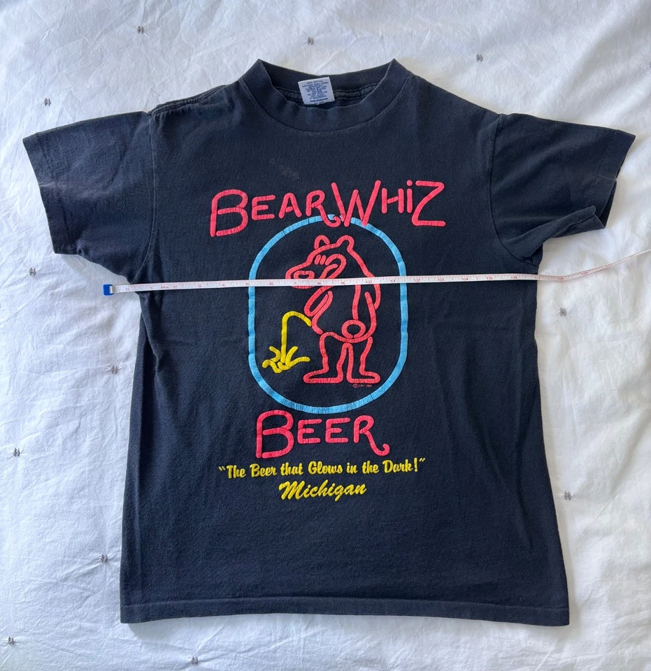 Camiseta negra de colección Bear Whiz Beer 1988 talla S puntada única para mujer/junior difícil de encontrar Foto 2 de 4