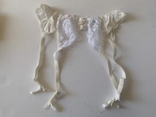 Vintage 80s Maidenform Heartstrings White Lingerie Garter Belt Size Large