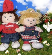 Campbell Soup Kids Vintage 8" Plush Rag Dolls Set Of 2 Boy  Girl 2000 EUC