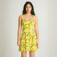 Avec Les Filles Mini Lemons Dress Sweetheart Neckline Cotton Size 14 NWT