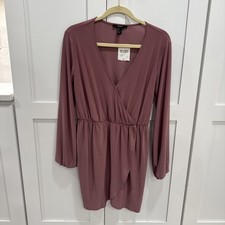 NWT Forever 21 DUSTY pink wrap long sleeve dress size Large