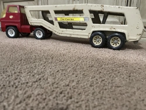 Vintage 1970's Mighty Tonka Pressed Steel 34" Car Carrier Transporter #3991
