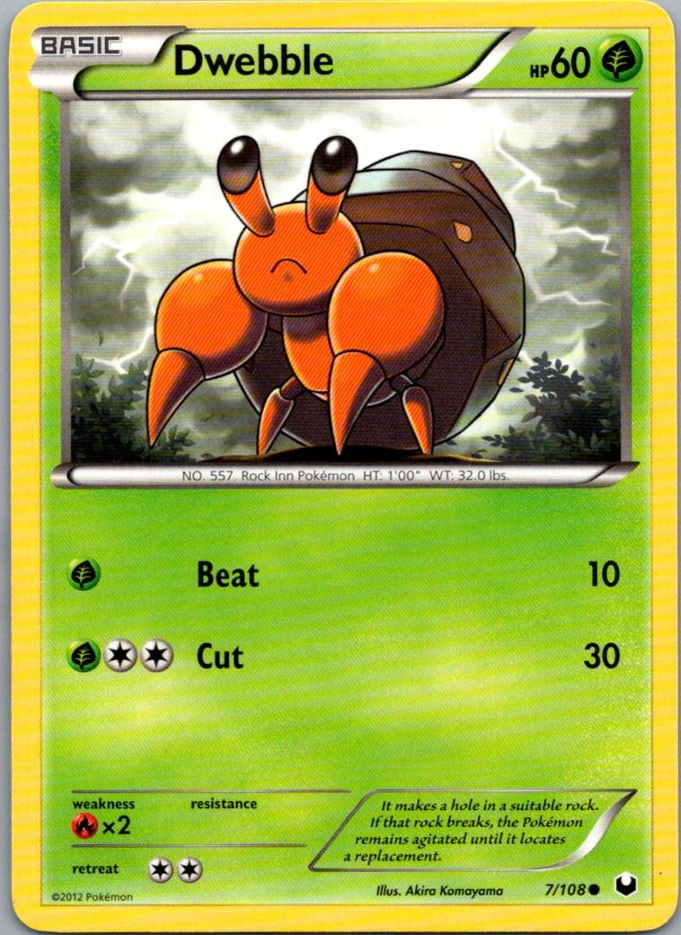 Dwebble 7/108 Common Dark Explorers Pokemon Lightly Played