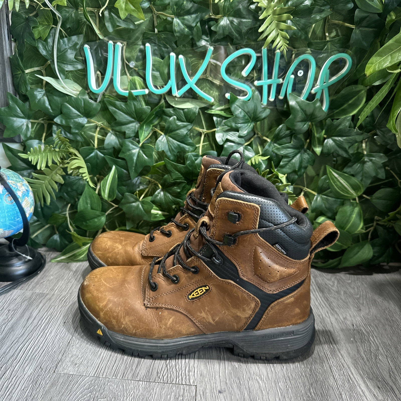 Stivali Keen uomo taglia 9 EE CSA Chicago punta morbida tabacco pelle impermeabili