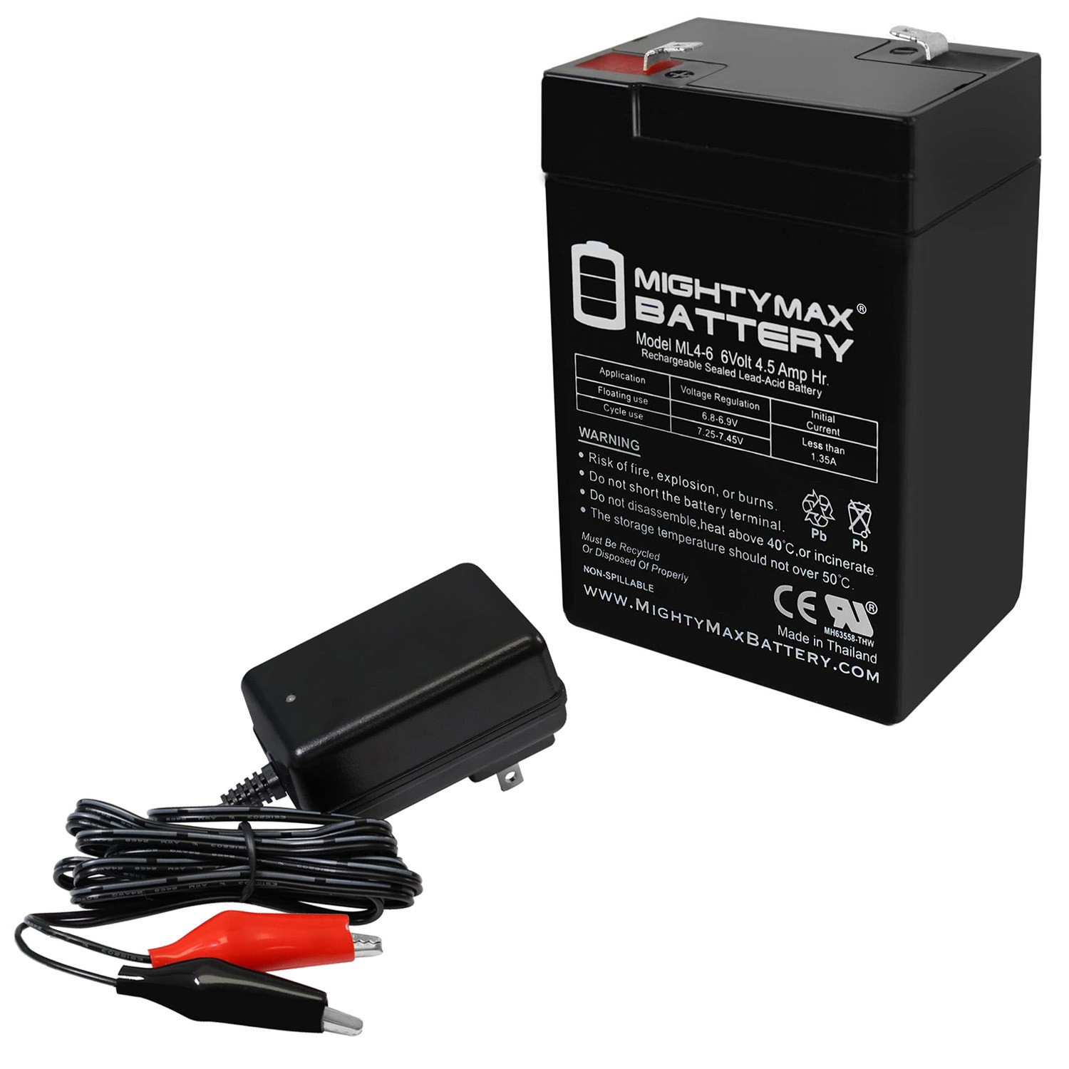 Mighty Max 6V 4.5AH Replacement Battery for Omnibot 2000 + 6V Charger
