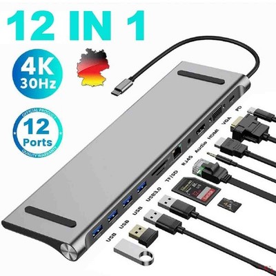 12-in-1 USB-C Laptop Dockingstation Dual Monitor Dock Display mit HDMI PD 100 W