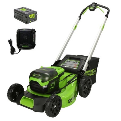 Greenworks 60V 21'' Lawn Mower (Two Battery Ports) w/ 5Ah Battery & Rapid Charger