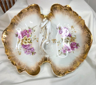 Antique Carl Tielsch CT Altwasser Germany  Hand Painted Console Bowl 12x9