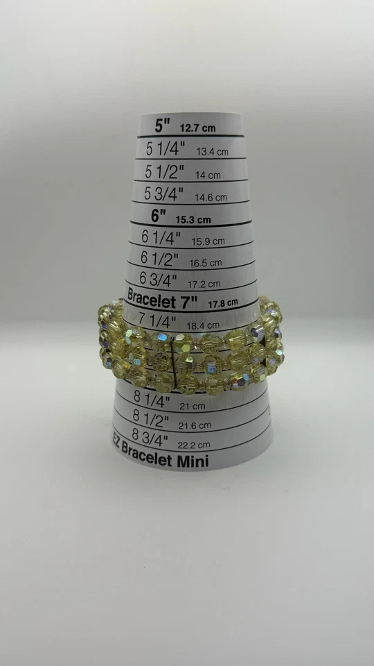 Vintage Green & Yellow Multi-Strand Beaded Bracelet Boho Chic Jewelry 7.5'' - Image 3 of 3