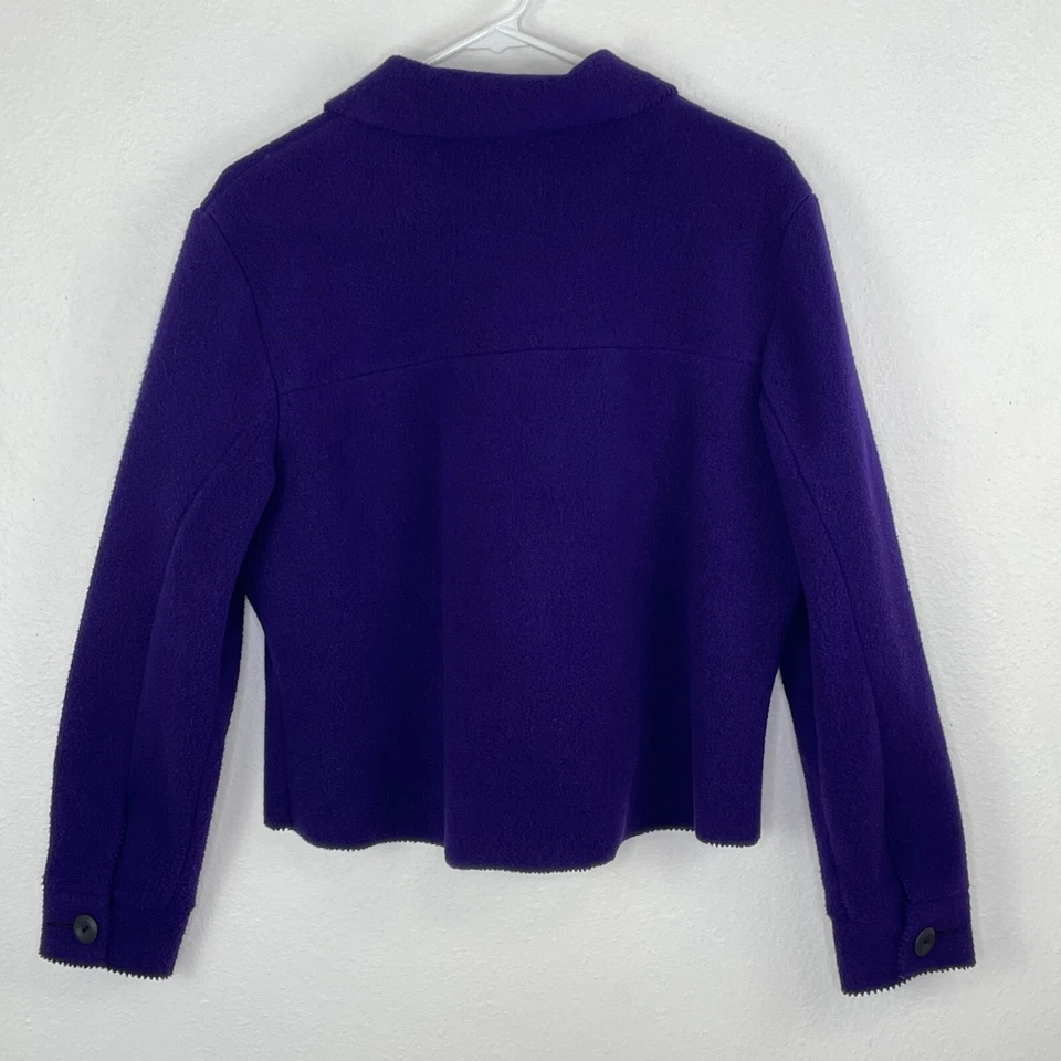 Maralyce Ferree Maine Fleece Cardigan Jacket Size M Pocket Button Up Purple - Image 4 of 4