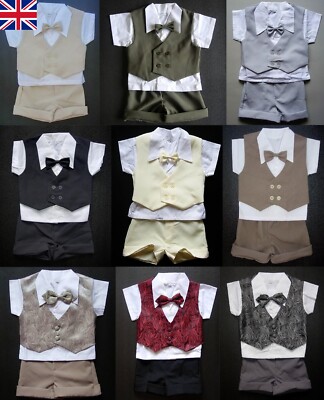BABY JUNGE SHORTS OUTFIT Hochzeit ANZUG Taufe Jungen Kleidung VIELE FARBEN