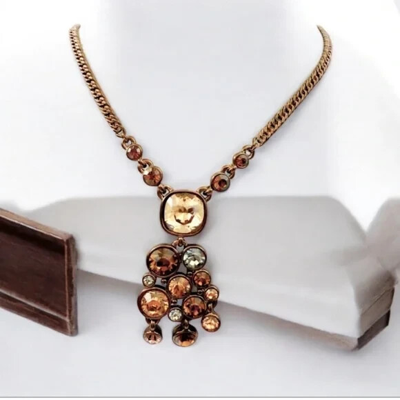 Givenchy Bronze Crystal Pendant Necklace. Retail $78 thumbnail 6