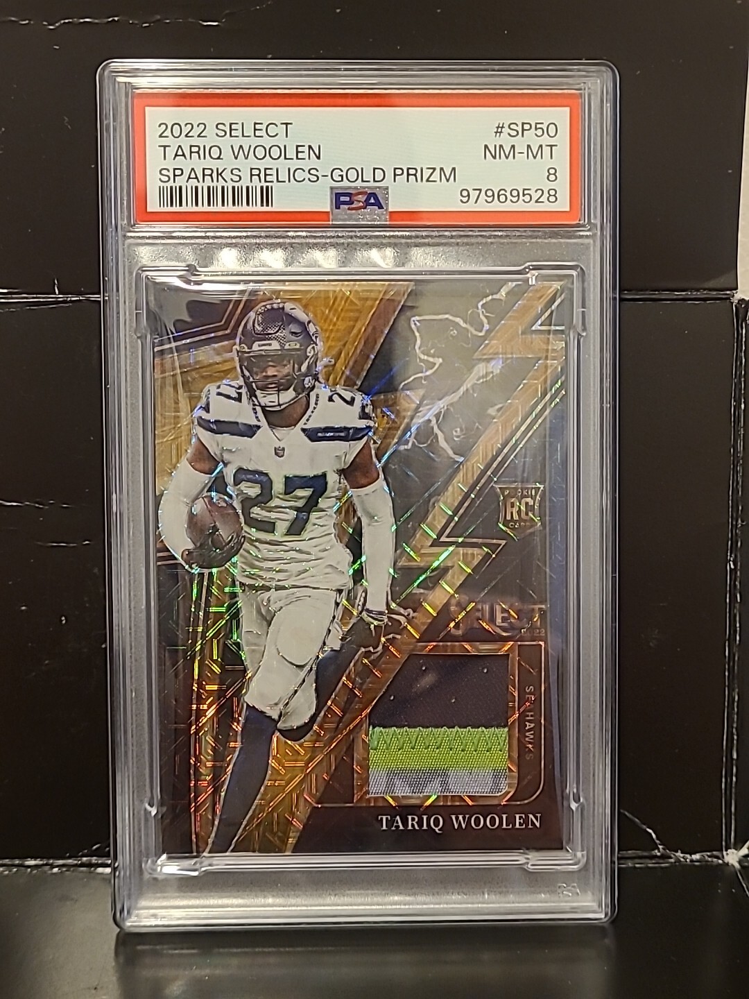 Tariq Woolen Panini Select Sparks Relics #SP50 Gold Prizm