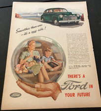 Green 1946 Ford V8 Sedan - Vintage Original Automotive Print Ad Wall Art Green 1946 Ford V8 Sedan - Vintage Original Automotive Print Ad Wall Art