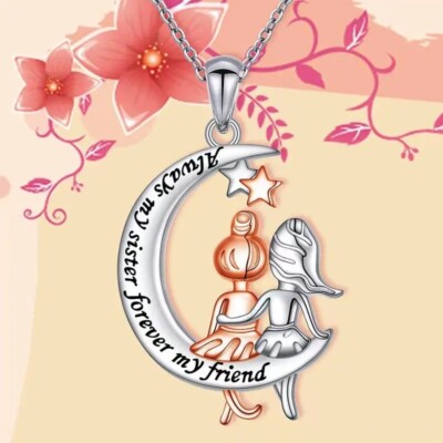Elegant 925 Sterling Silver New Fashion Best Friendship Forever Sister  Necklace