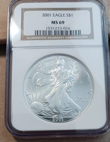 2001 American Silver Eagle NGC MS69 Brown Label