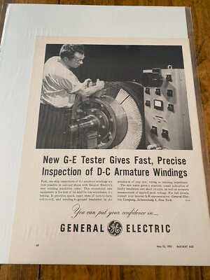 Vintage 1952 General Electric D-C Armature Windings Tester Railroad ad