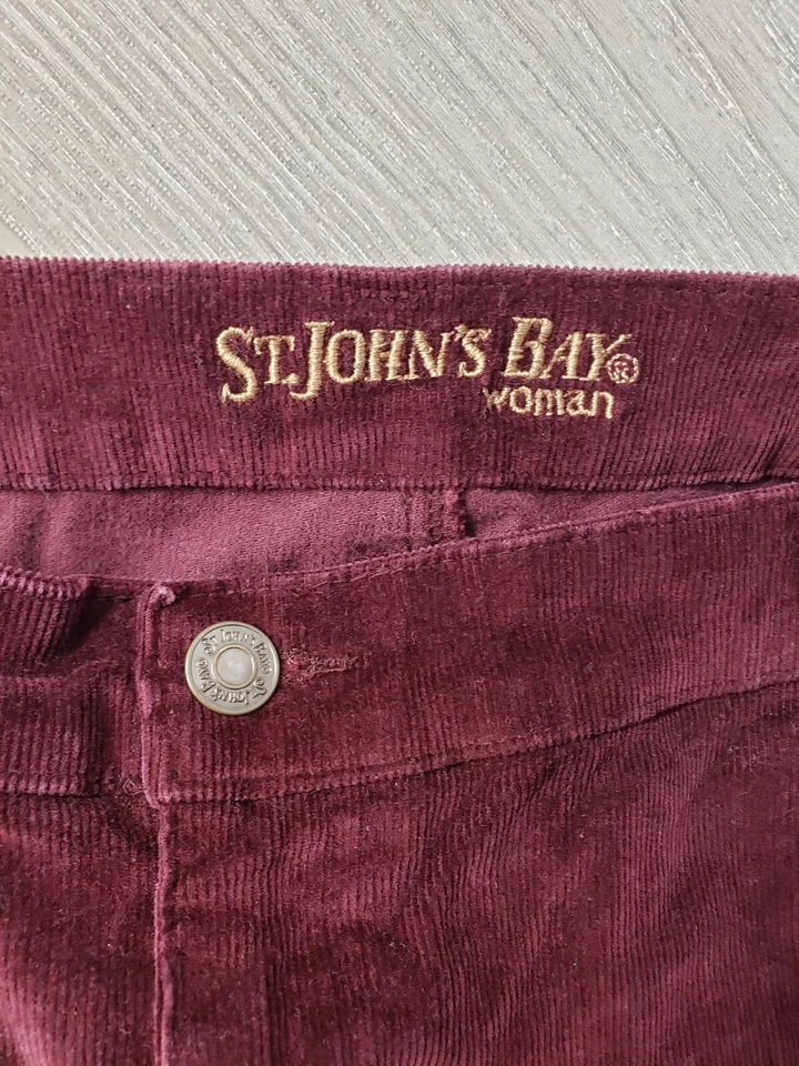 Pantalones St Johns Bay para mujer 20W corte bota promedio pana elástico ciruela púrpura 39x31 Foto 3 de 4