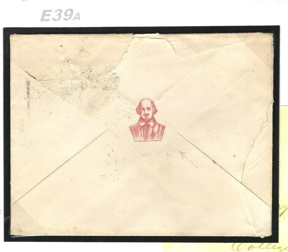 GB QV Cover *SHAKESPEARE* VIGNETTE 1888 1d Pink Stationery Envelope HOSTER E39a — 第 3/4 张图片