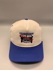VINTAGE Hummer Hat Cap Snap Back White Blue Genuine Parts Made in USA Adult 90s