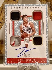 Zach Collins RC #69/75 AUTO Panini Cornerstones Quad Patch Bulls 2017-18