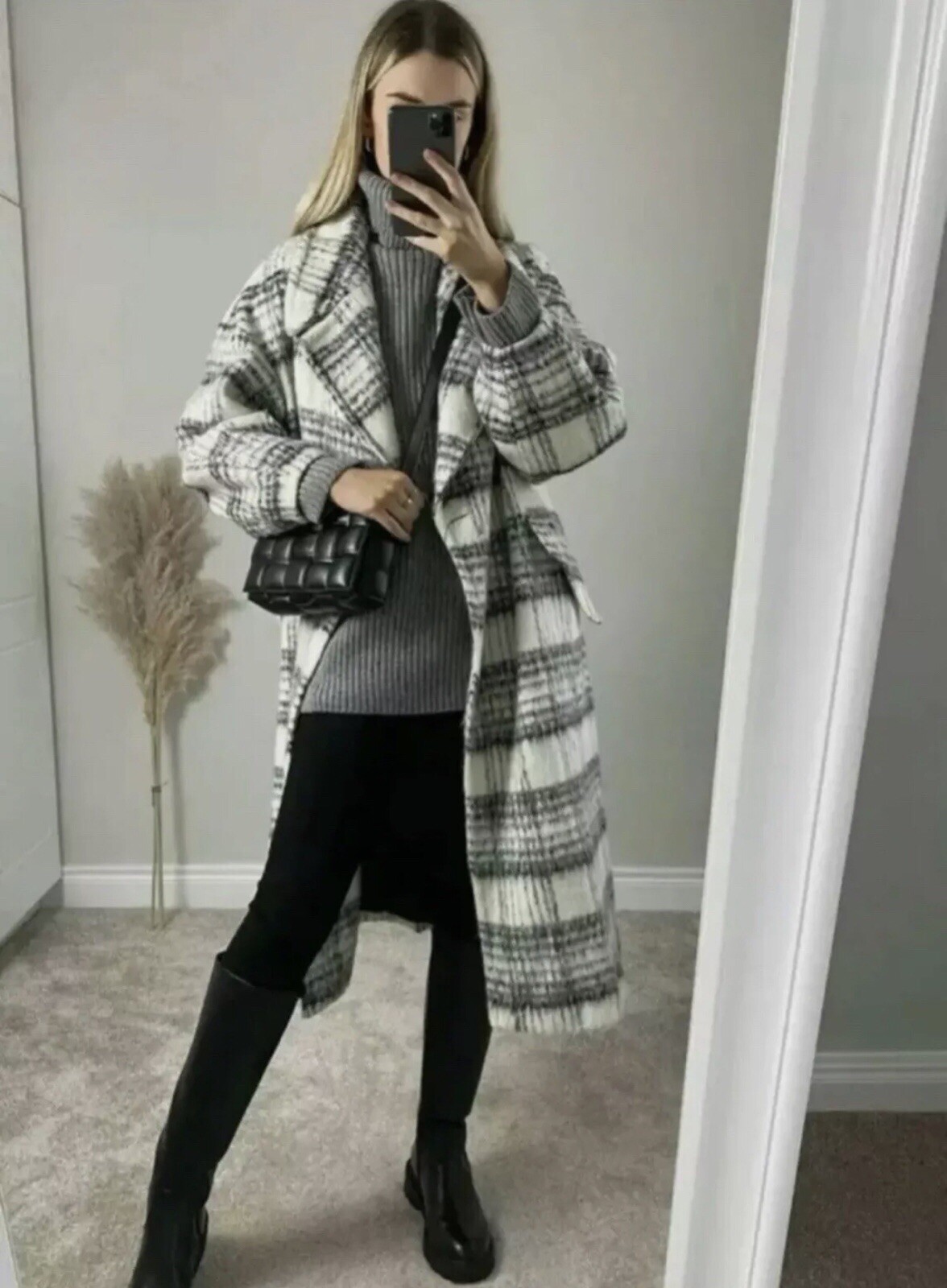 ALTRA CAPPOTTO ZARA MISTO LANA CHECK ECRÙ TAGLIA XL