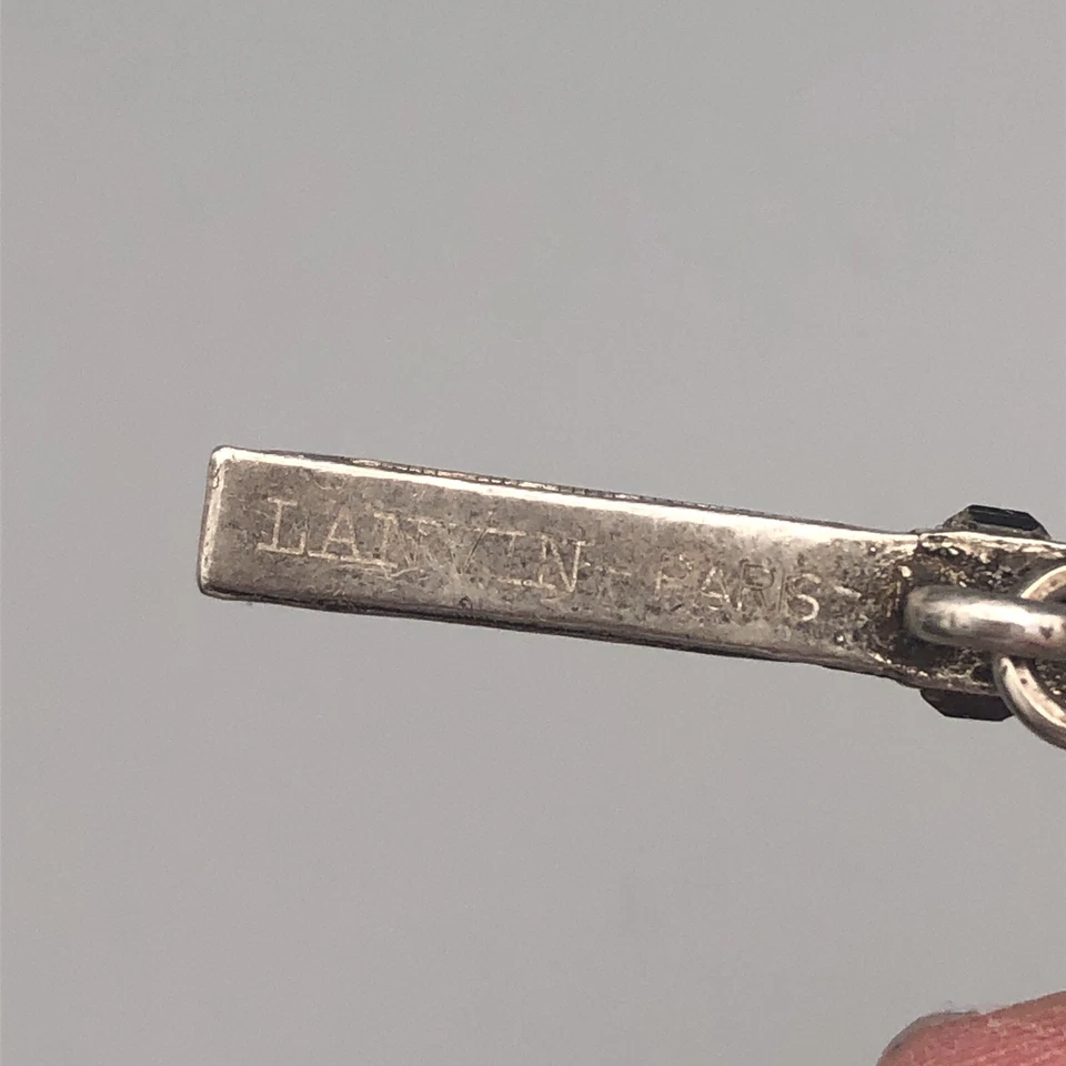 复古 Lanvin 法国宽链手链枪金属银 Marcasite 切换艺术装饰 — 第 4/4 张图片