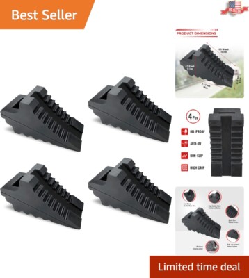 Enhanced Grip Rubber Chocks Set of 4 - Triangular Design for Vehicle Stability