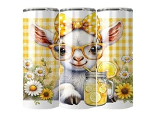Baby Goat  Lemonade Flower Floral Farm  Country 20oz Tumbler Insulated Travel