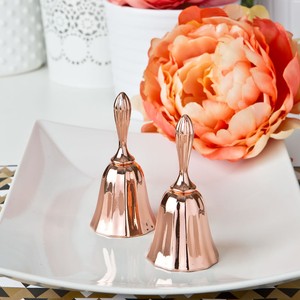 1 Rose Gold Metal Kissing Wedding Bell Reception Gift Party Bride
