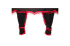 #Black with Red Fringe Curtains for Windshield+Forehead for Scania MAN DAF Volvo