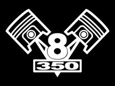 2 Small Block V8 Piston Decals Sbc 350-355-383-400-406 Cid Emblem Stickers
