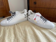 NIB JOHN GALLIANO Mens White Leather Shearling Fur Lined Sneakers US9/EU42 ITALY