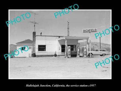 OLD HISTORIC PHOTO OF HALLELUJAH JUNCTION CALIFORNIA RICHFIELD GAS STATION 1957