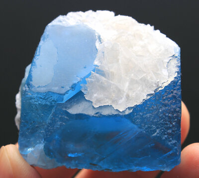 98g WOW!!! Rare Ladder-like Blue Fluorite & Calcite Symbiosis Specimen/China