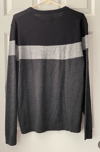 apt.9 man's size M black gray soft merino Crewneck long sleeve sweater - Picture 2 of 17