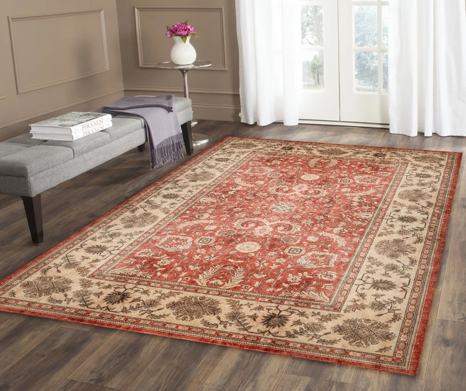 Red Floral Rug - Area Rugs 3x5 - Bedroom Rugs 5x8 - Living Room Rugs 6x9 Turkish - Image 3 of 4