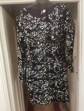  Sequin Black Velvet Dress  Club Party Size 8-10 H&M 