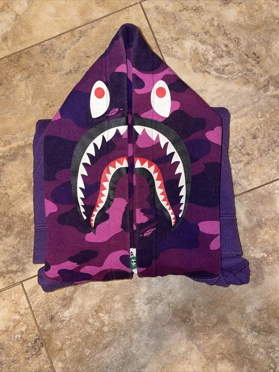 Purple Camo Shark Bape Hoodie Excellent Depop, 58% OFF