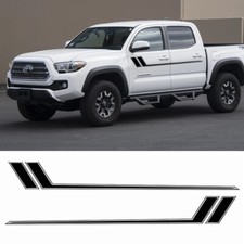 2x Black Side Door Fender Hockey Stripe Vinyl Sticker For Toyota Tacoma Tundra