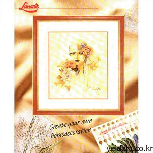 Kit Point De Croix LANARTE Sara Moon, Fille Assise Robe Blanche, 20x30cm, 14 Count, Rare